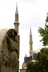 Fototapeta na wymiar Selimiye Mosque and ancient tombstone.