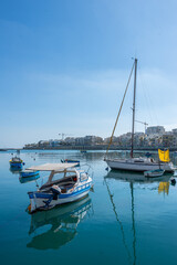 Naklejka premium Marsaxlokk is a traditional fishing village located southeast of Malta