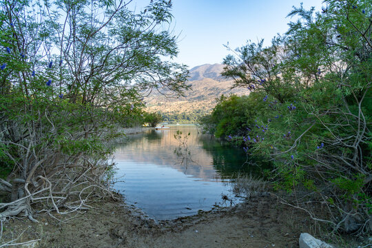 Real view of Kourna lake. Greece