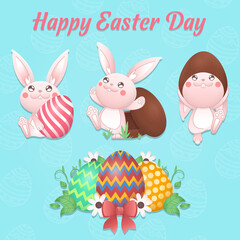 Easter illustration with bunny and eggs