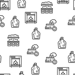 Factory Garbage Waste Vector Seamless Pattern Thin Line Illustration