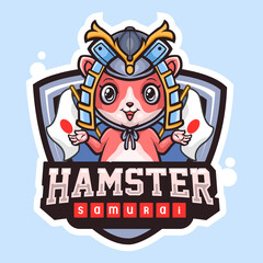 Hamster samurai mascot. esport logo design