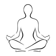 Yoga Sitting Pose Silhouette Vector Illustration