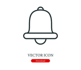 bell vector icon.  Editable stroke. Linear symbol for use on web and mobile apps, logo, Print media. Line illustration. Vector isolated on white  background