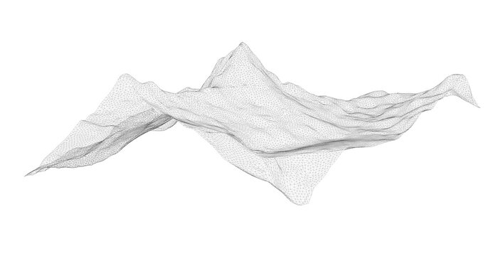 Artesonraju Mountain wireframe 3d model render - accurate model made from terrain data