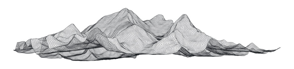 Mt. Everest Mountain wireframe 3d model render - accurate model made from terrain data