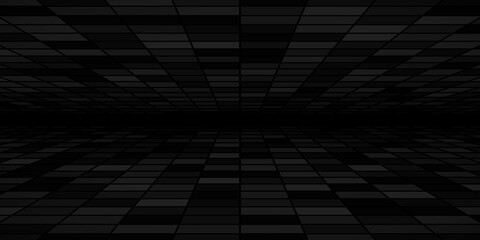 Abstract tiled background with perspective in black colors