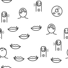 Fototapeta premium Skin Disease Symptom Vector Seamless Pattern Thin Line Illustration