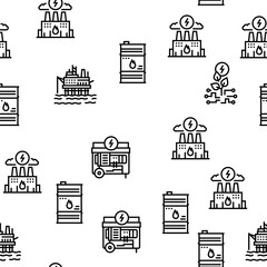 Energy Electricity And Fuel Power Icons Set Vector. Electric Solar Panel And Battery, Turbine And Dam, Energy Plant And Coal, Petrol And Gas Black Contour Illustrations