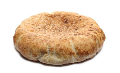 Handmade wheat bread with sesame isolated on white background
