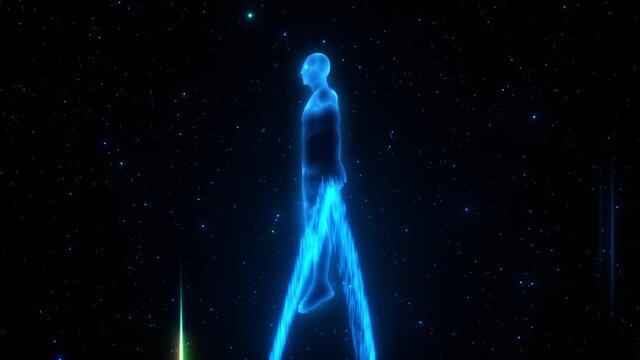 Blue Flying SpaceMan Abstract VJ Loop Motion Graphic Background