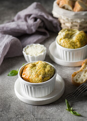 baked omelet with cheese and basil