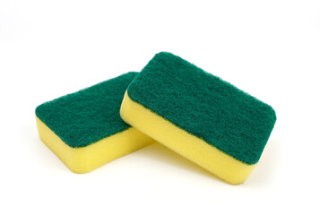 dishwashing sponge isolated on white background.