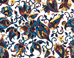 Paisley watercolor floral pattern