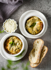 baked omelet with cheese and basil