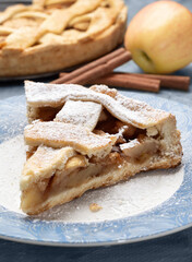 Apple classic pie. Homemade sweet cake.