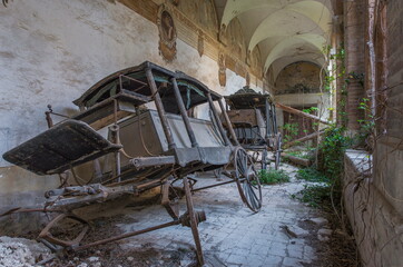 funeral carts in an old monastery 