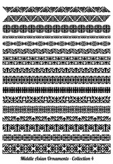 Set of 16 vector borders, dividers and frames of Kazakh national Islamic ornament