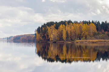 autumn landscape with river Daugava, Latvia