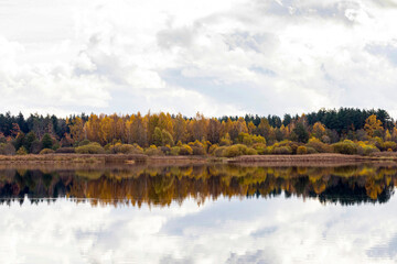 autumn landscape with river Daugava, Latvia