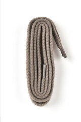 Shoe laces on a white background.