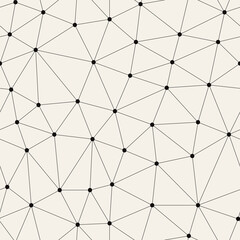 Fototapeta premium Vector seamless pattern. Irregular abstract linear grid. Graphical hand drawn background. Reticulated monochrome texture. Hipster modern print. Contemporary graphic design