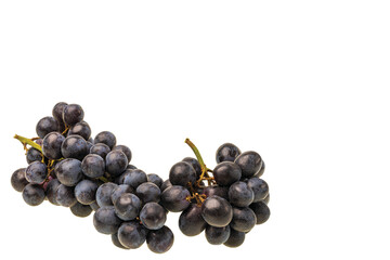 Close up view grapes isolated on white background.