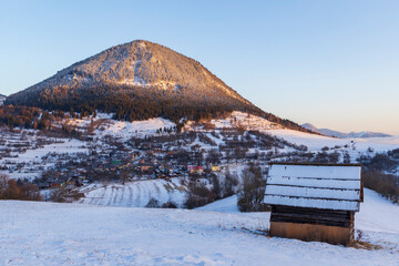 Sidirovo hill with Vlkolinec village UNESCO site, Velka Fatra mountains, Slovakia