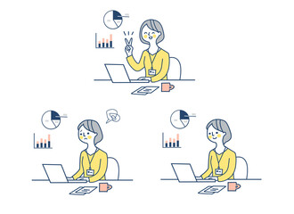 さまざまな表情のビジネスウーマン　セット