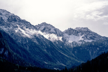 Snow-capped peaks in the Alps. Beautiful views