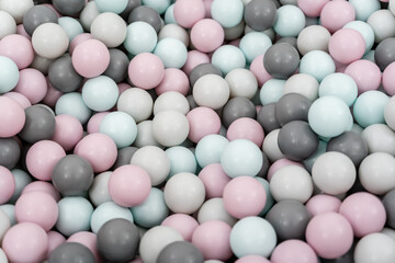 Colorful Plastic Ball Background, Abstract Concept of Fun and Games.