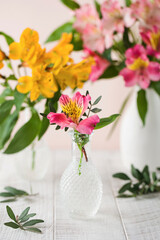 Bouquet of alstroemeria. Spring bouquet of flowers, the concept of spring time.