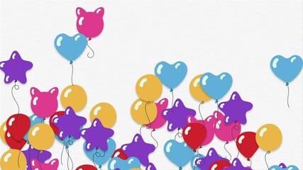 colorful balloons flying create frame on a white background - Powered by Adobe