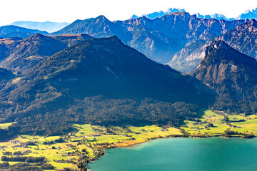 Majestic view of the Wolfgangsee lake and the mountains