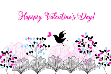 Beautiful greeting card with a bird in love