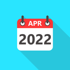 Obraz na płótnie Canvas April 2022 Calendar Flat Style Icon Long Shadow. April 2022 Business Calendar Planner Flat Vector Icon. Vector Illustration