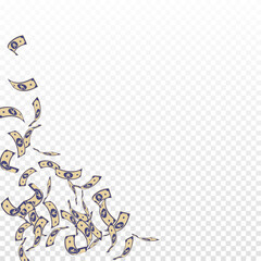 Chinese yuan notes falling. Sparse CNY bills on tr