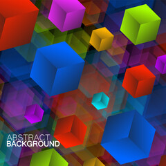 Abstract colorful geometric background with overlapping bright squares. Vector illustration