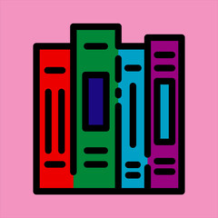 a vector illustration icon of books, education school icon, filled outline icon, colored icon.