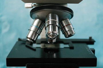 Microscope on a blue background