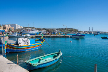 Naklejka na ściany i meble Marsaxlokk is a traditional fishing village located southeast of Malta