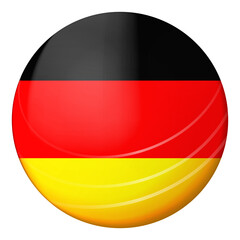 Glass light ball with flag of Germany. Round sphere, template icon. German national symbol. Glossy realistic ball, 3D abstract vector illustration highlighted on a white background. Big bubble.
