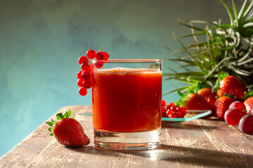 organic, bio, blue background, red, glass