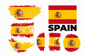 Obraz premium Artistic grungy watercolor brush flag of Spain. Happy independence day of Spain