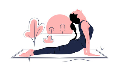 Vector yoga in shadow of sharp lines style