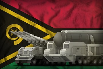 Vanuatu rocket troops concept on the national flag background. 3d Illustration
