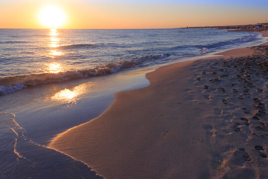 Summertime: sunshine beach. Torre San Giovanni Beach is one of the longest and most appealing among those in the South part of Salento in Apulia, Italy.