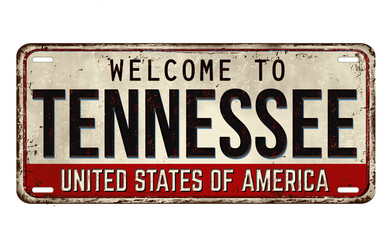Fototapeta premium Welcome to Tennessee vintage rusty metal plate