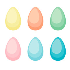 Happy Easter. Set of Easter eggs with different colors on a white background. Spring holiday. Vector Illustration. Happy easter eggs
