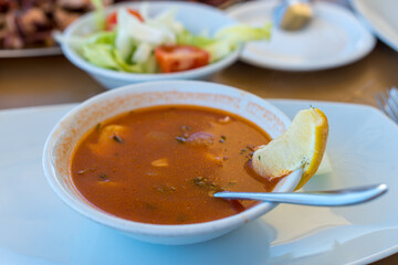 typical red fish soup from the island of malta
